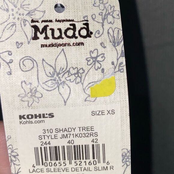 Mudd Women's Olive Green Ribbed Short Sleeve Embroidered T-Shirt Size XS NWT - Picture 7 of 7